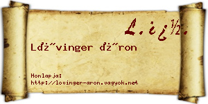 Lővinger Áron névjegykártya
