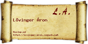 Lővinger Áron névjegykártya